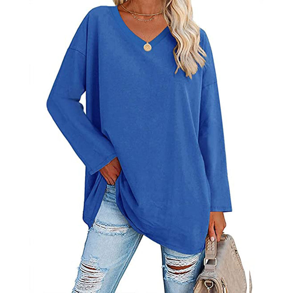 Women's Oversized T-shirt Color Loose Shoulder Sleeve Blouses