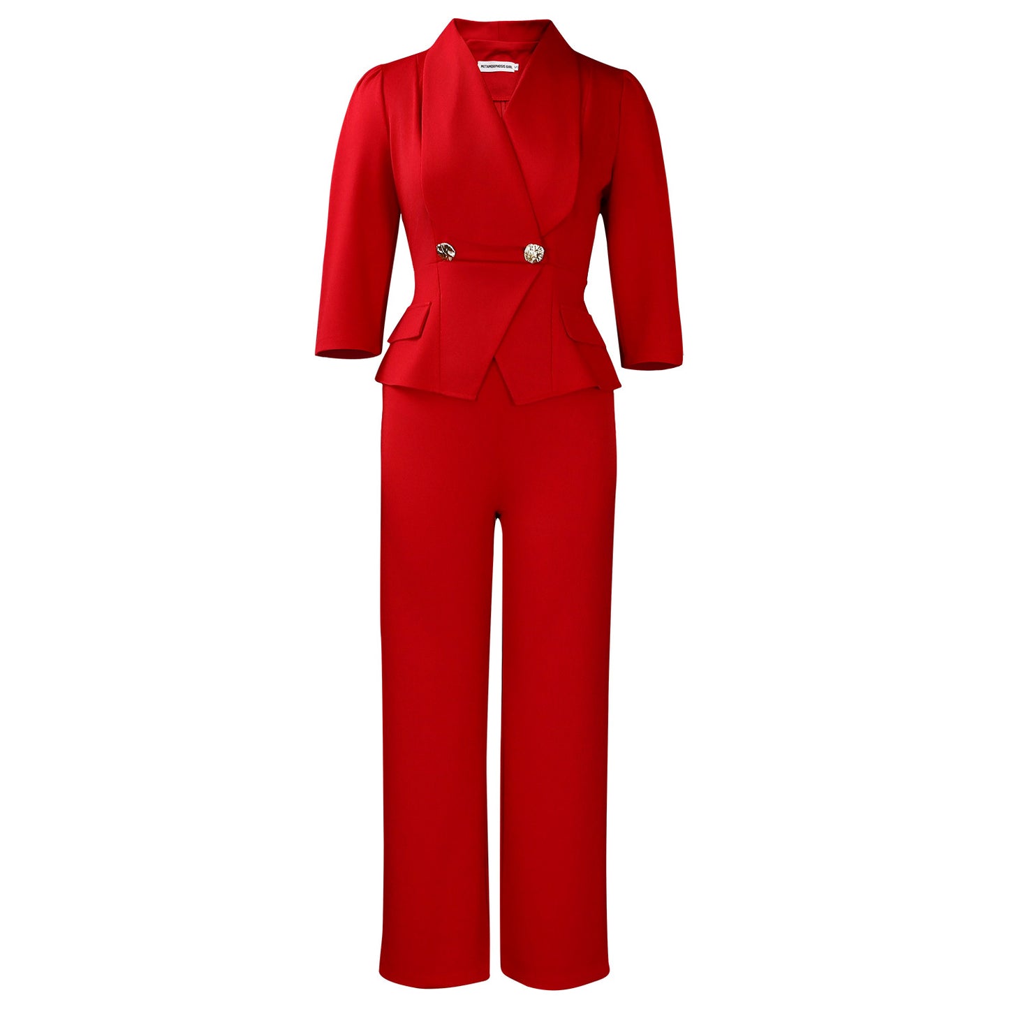 Women's Spring Sexy Collar Long Sleeve Slim Wide Fashion Casual Suit