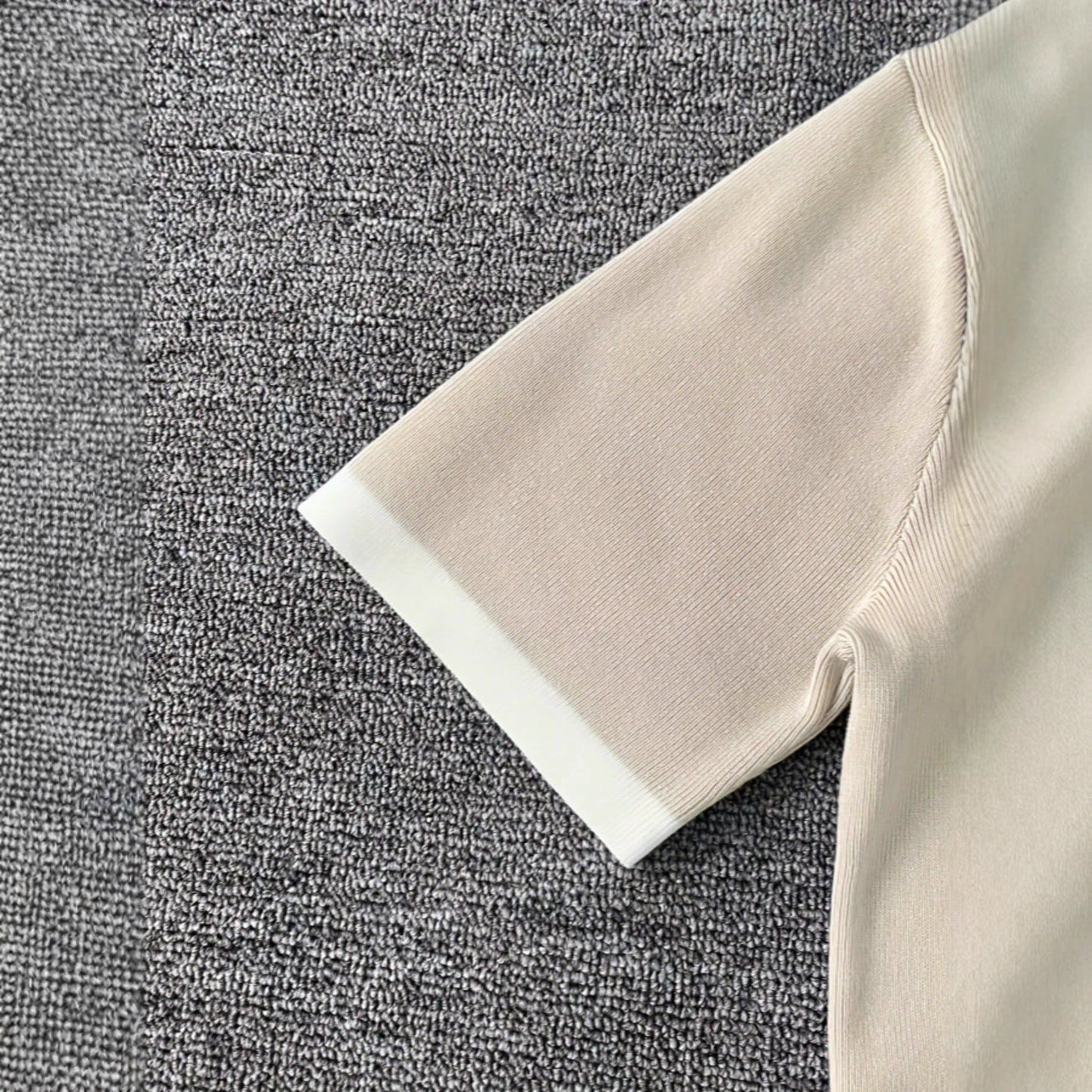 Casual Polo Collar Knitted Short-sleeved Shirt Zipper Color Women's Sweater