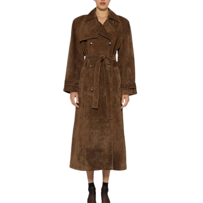 Women's Waist Long Overcoat Outerwear Fashionable Elegant Coats