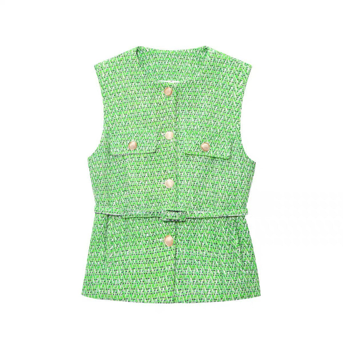 Women's Attractive French Fashion Belt Texture Vests