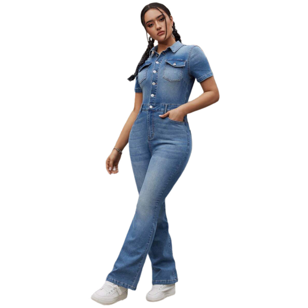 Women's Wear Fashionable Denim Slim Fit Bodysuit Suits