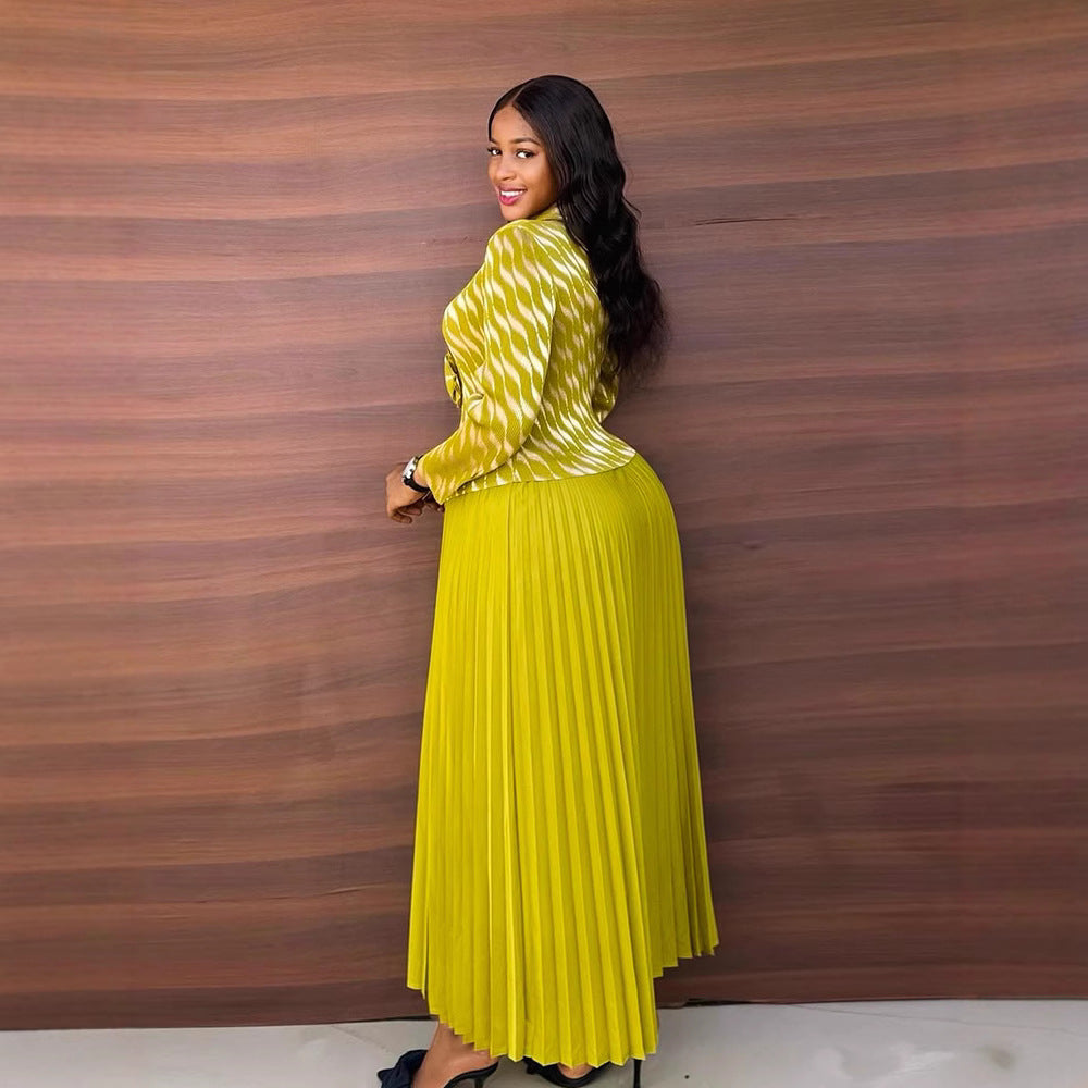 Women's Dress Lightly Mature Pleated Chiffon Printed Dresses