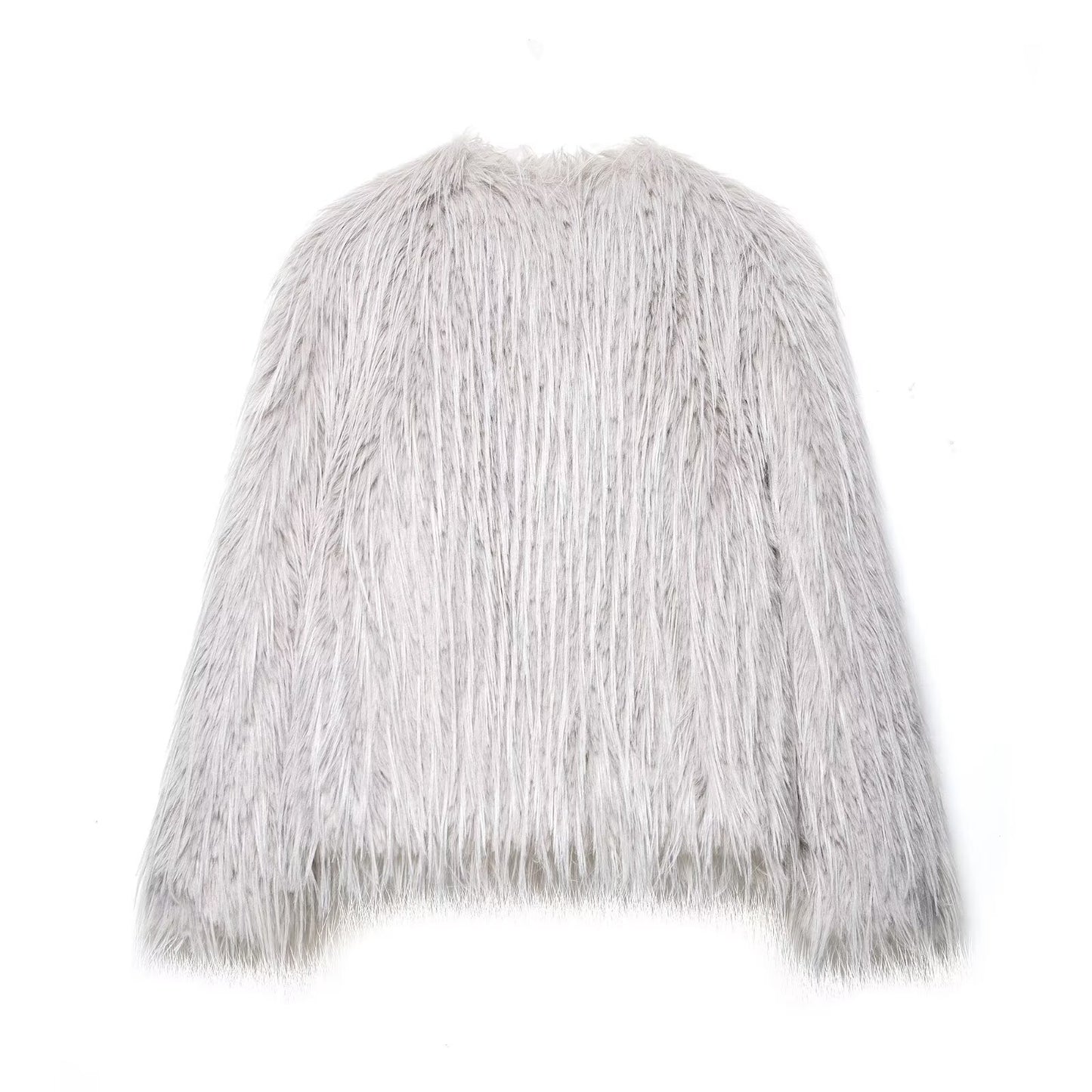 Women's Fashion Casual Polo Collar Faux Fur Jackets