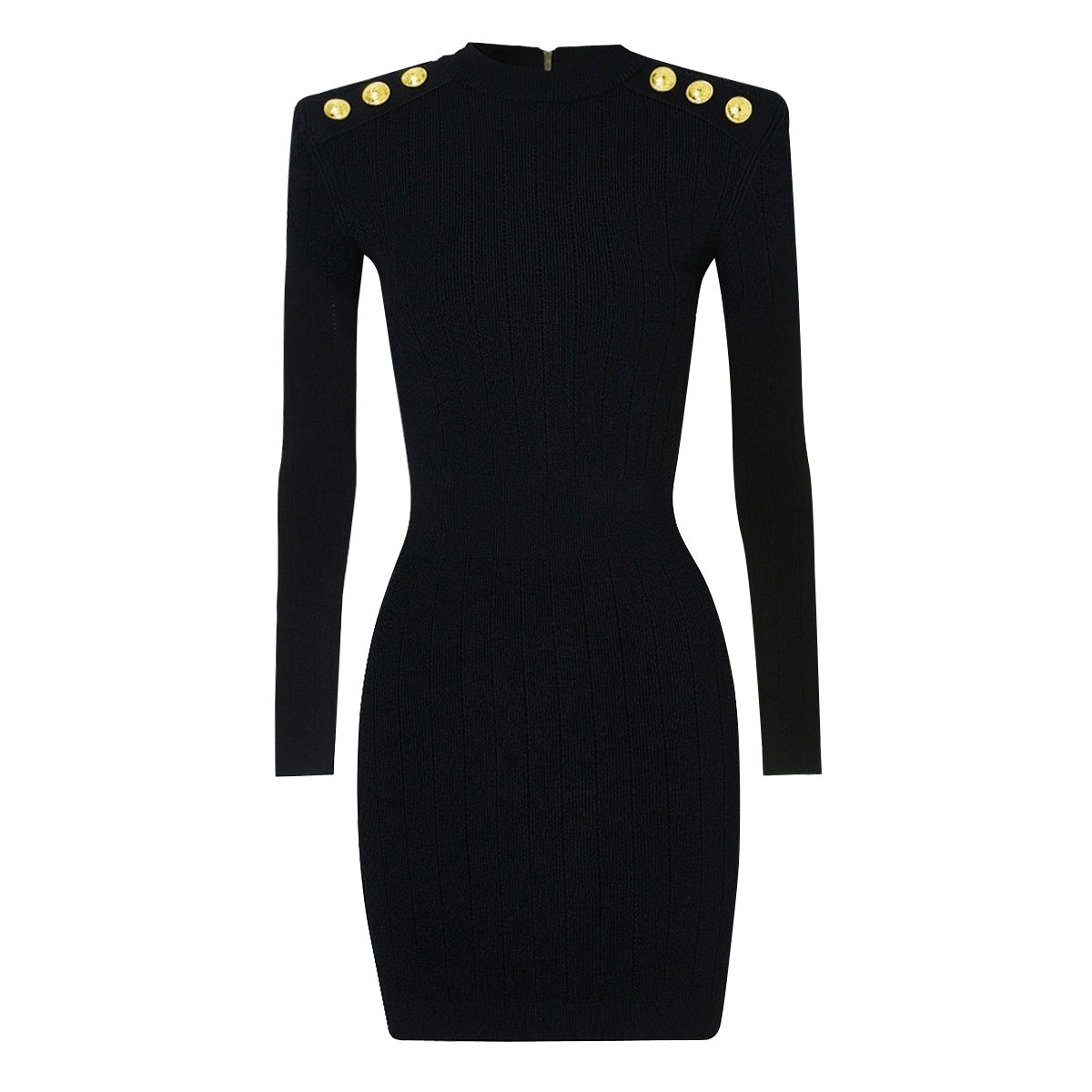 Button Slim Slimming Knitted Dress Simple Skirts
