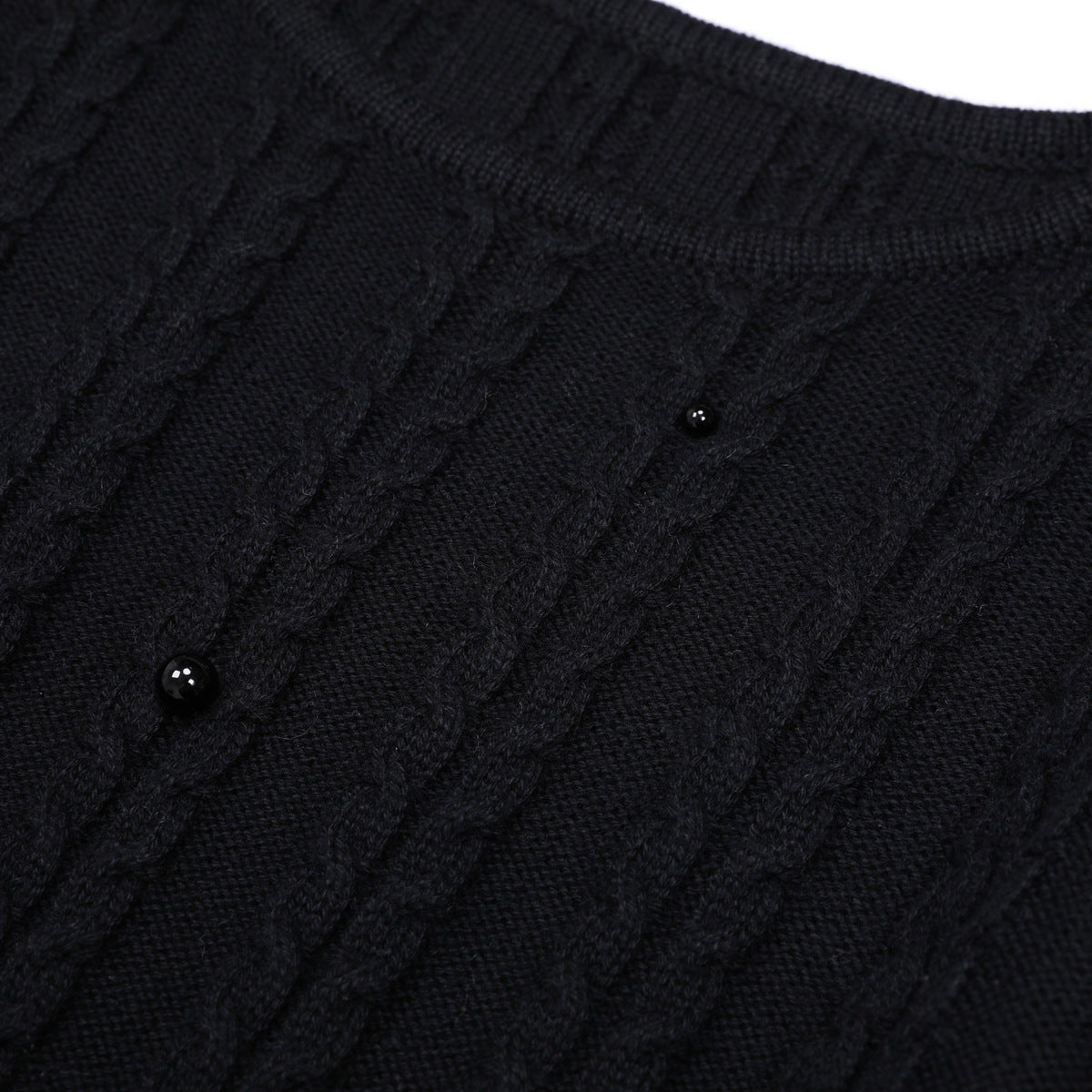 Wool Round Neck Nail Pearl Flared Dresses