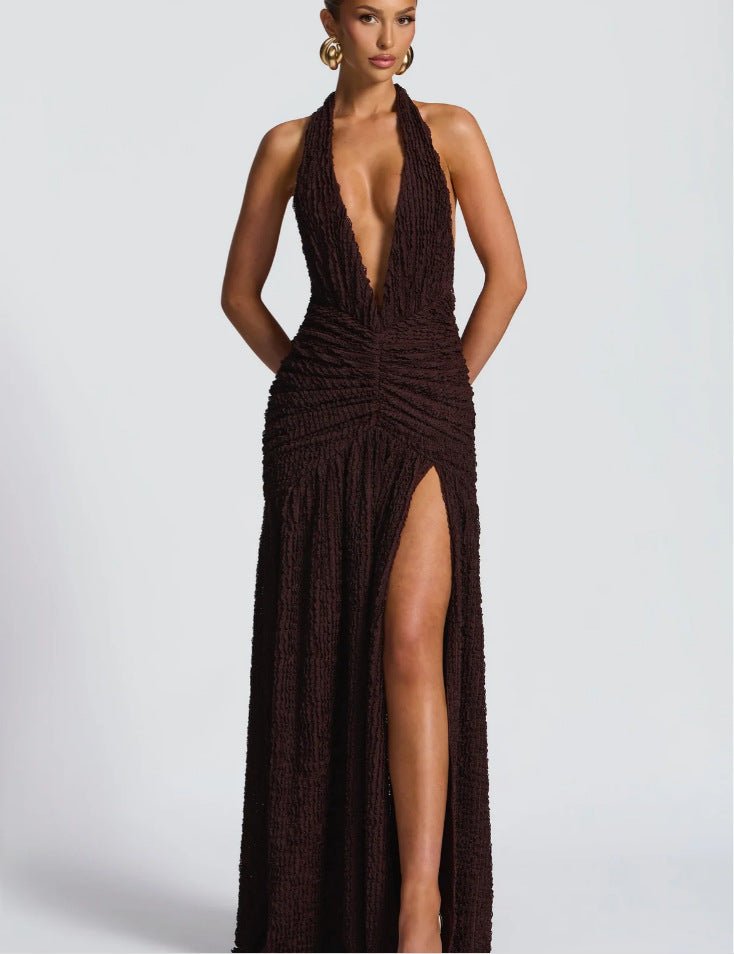 Dress Solid Color Waist Tight High Dresses