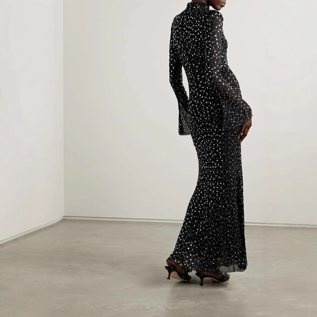 Women's Light Luxury Overcoat Clothes Fashion Mesh Collar Long Sleeves Dresses