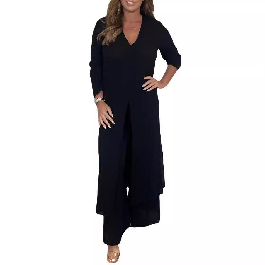 Pretty Popular Women's Split Long Trousers Fashion Casual Suit