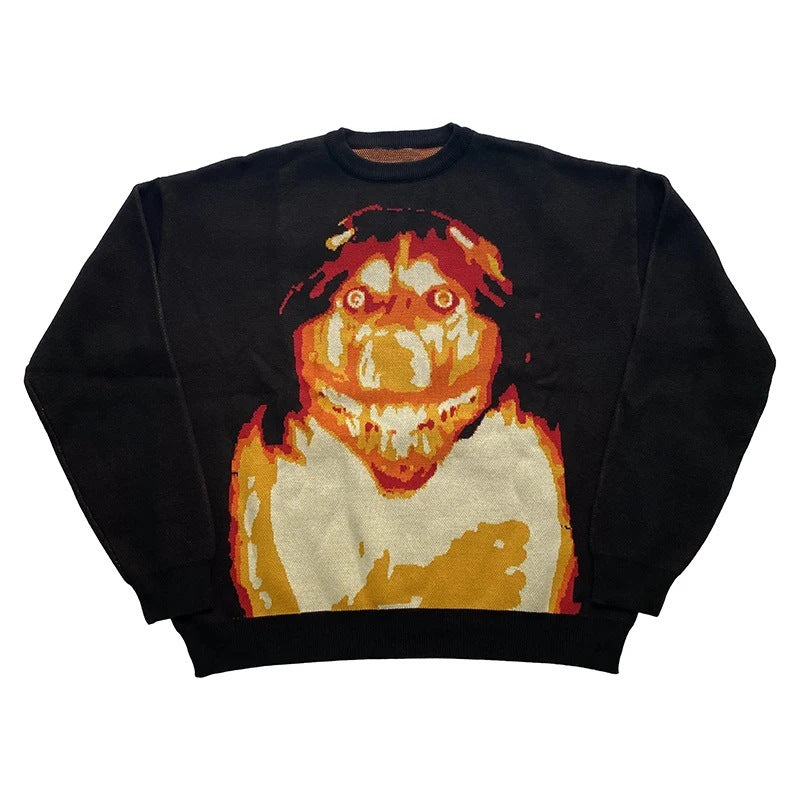 Fashion Round Neck Pullover Jacquard Long Sleeve Sweaters