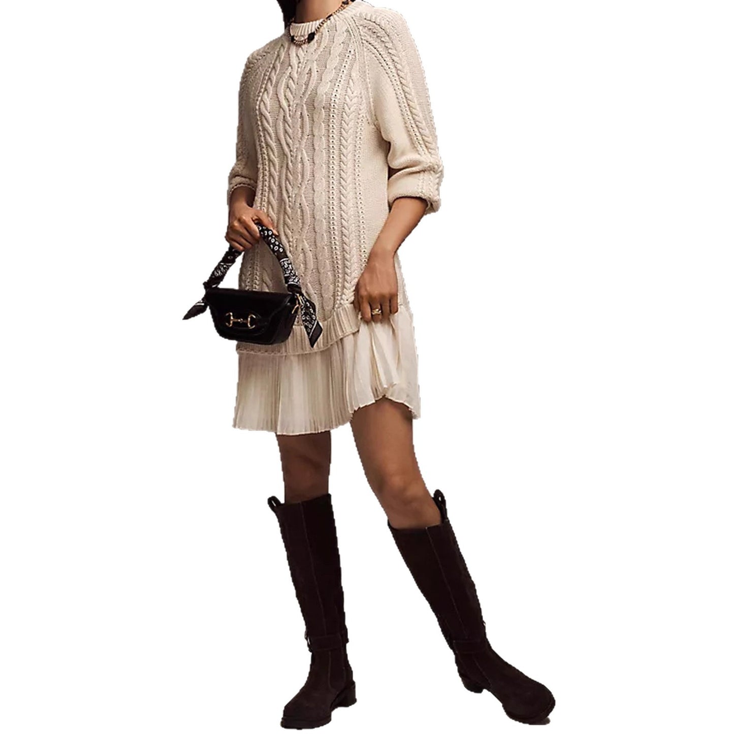 Women's Woolen Solid Color Stitching Casual Sweaters