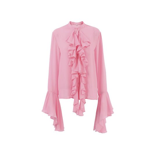 Women's White Chiffon Design Sense Flared Sleeves Blouses