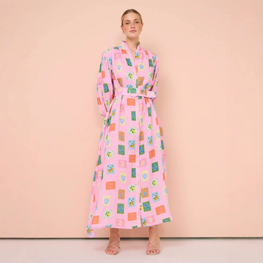 Long Casual Lantern Sleeve Fashion Printing Dresses
