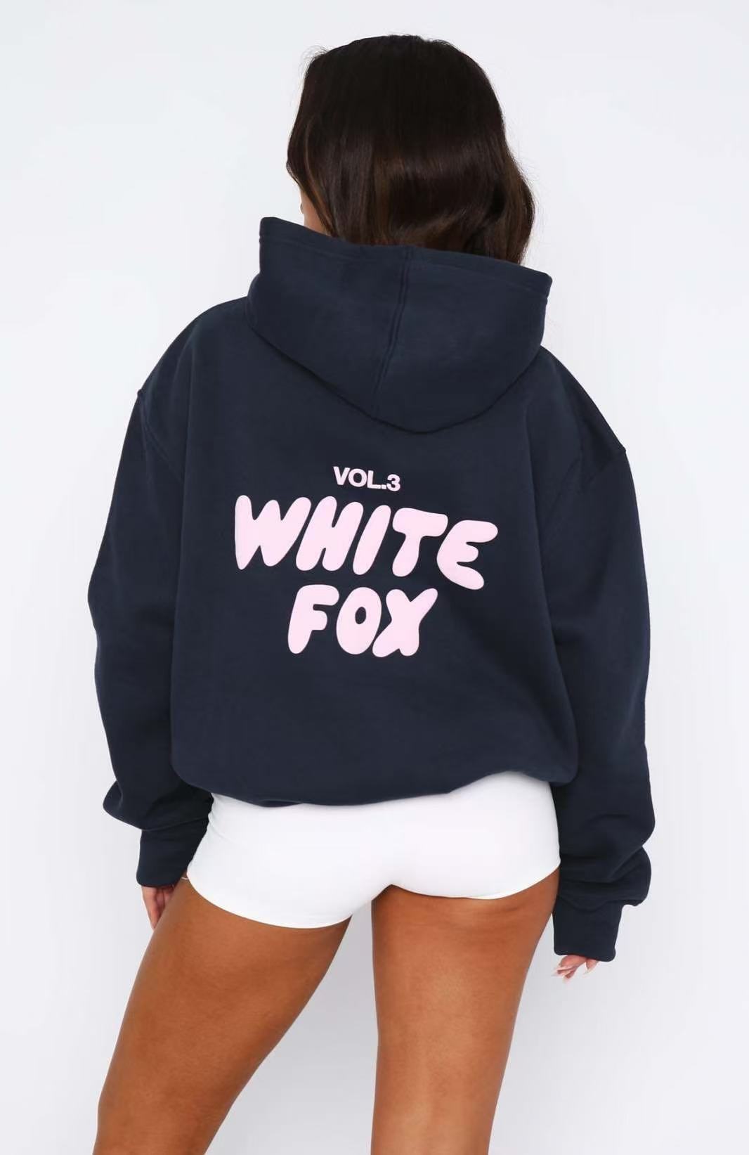 Women's Fashion Sports Loose Simple Hooded Fleece-lined Sweaters