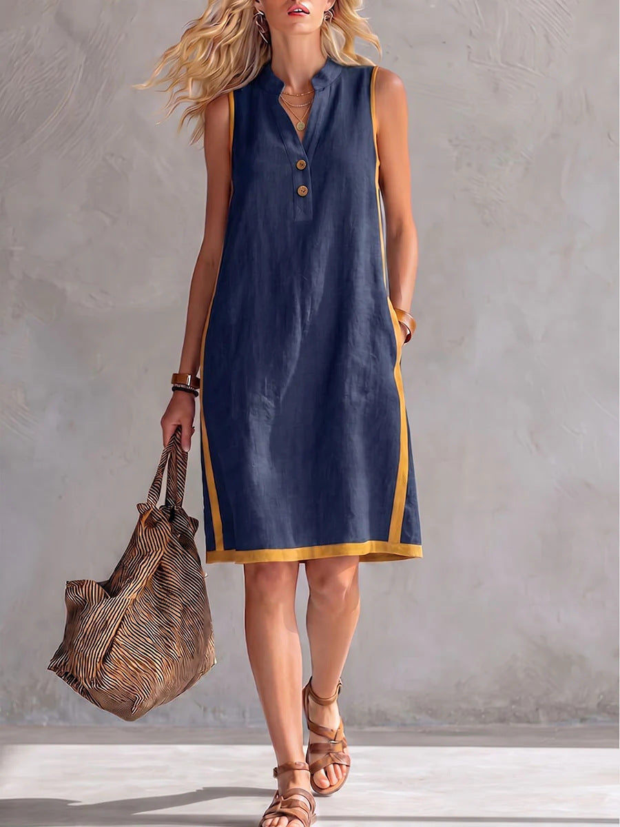 Women's Summer Sleeveless Casual Loose Cotton Linen Dress