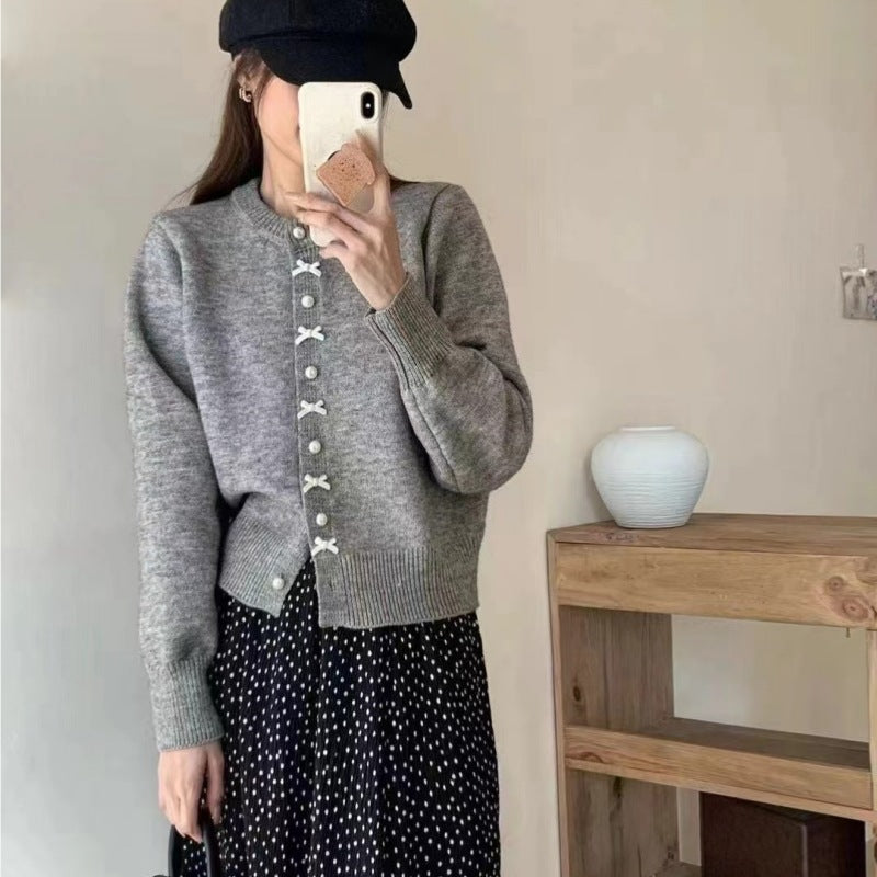 Korean Style Sweet Red Bow Younger Fashion Women's Sweater