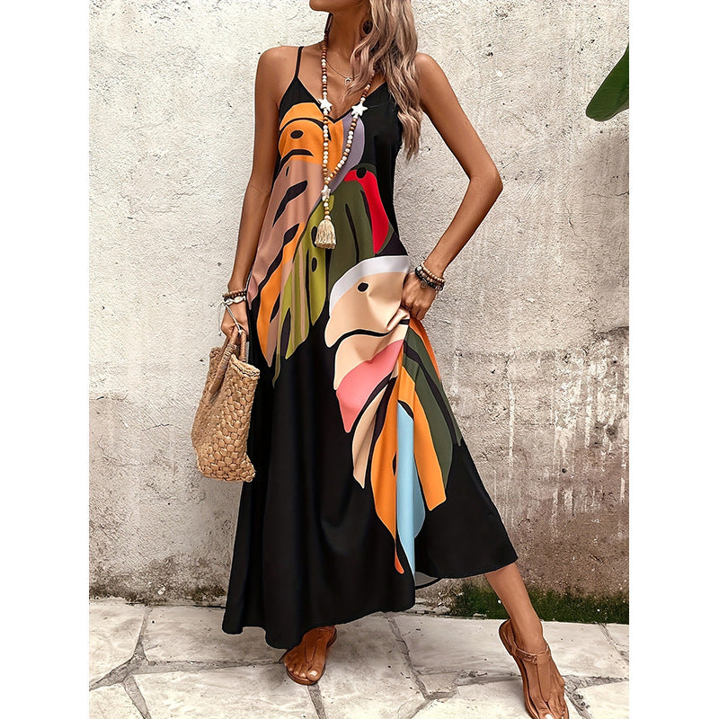 Summer Cool Strap Printed Elegant Street Dress