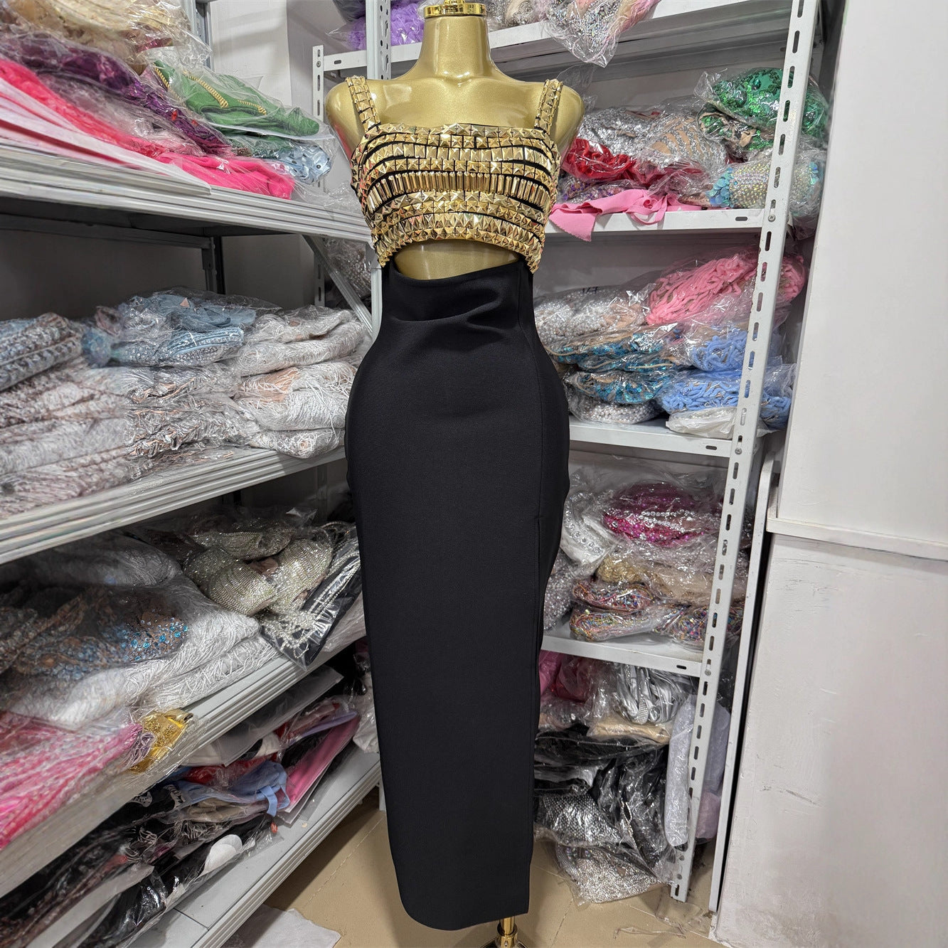 Color Sling Tight Long Slit Dress Dresses