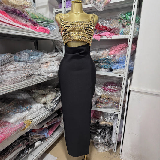 Color Sling Tight Long Slit Dress Dresses