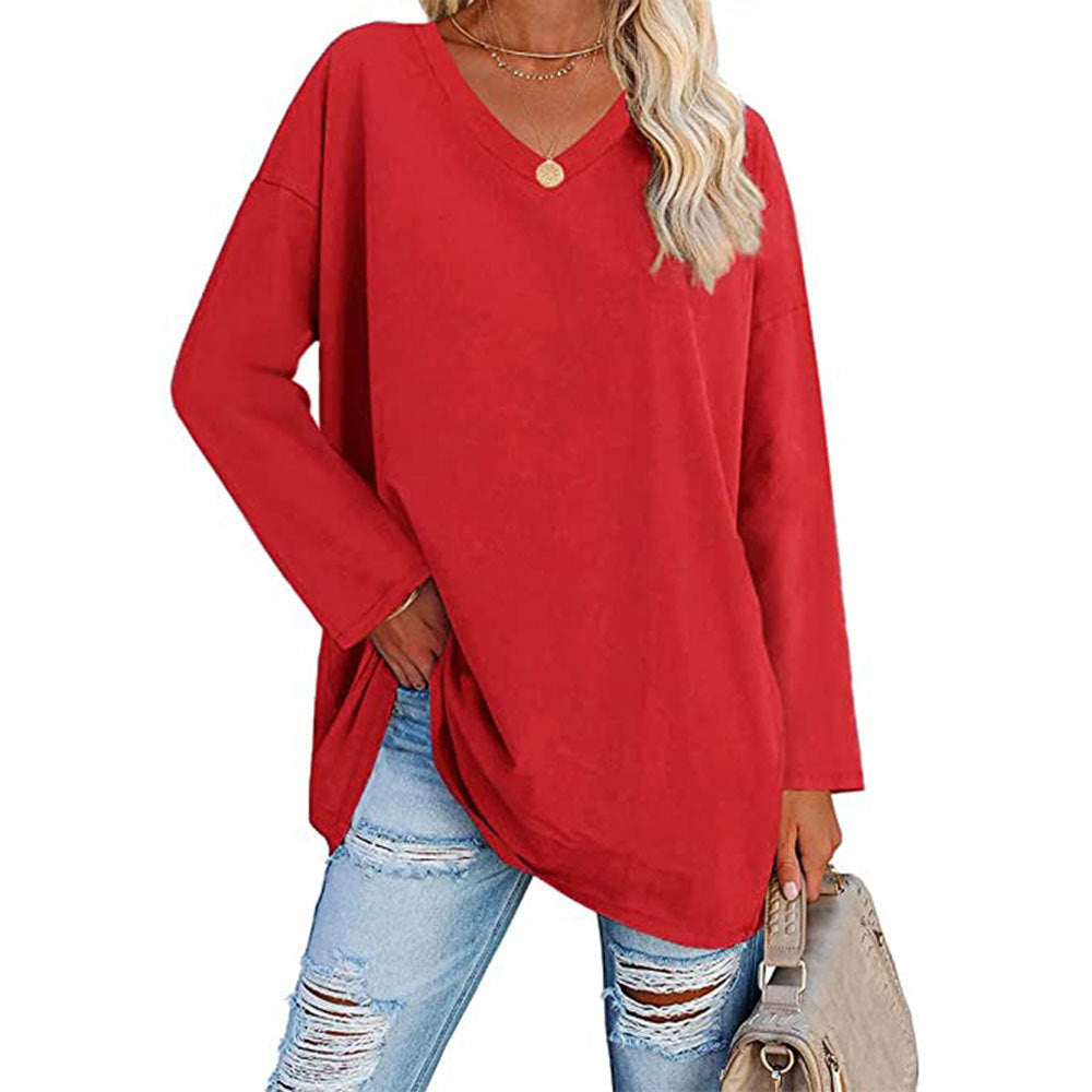 Women's Oversized T-shirt Color Loose Shoulder Sleeve Blouses