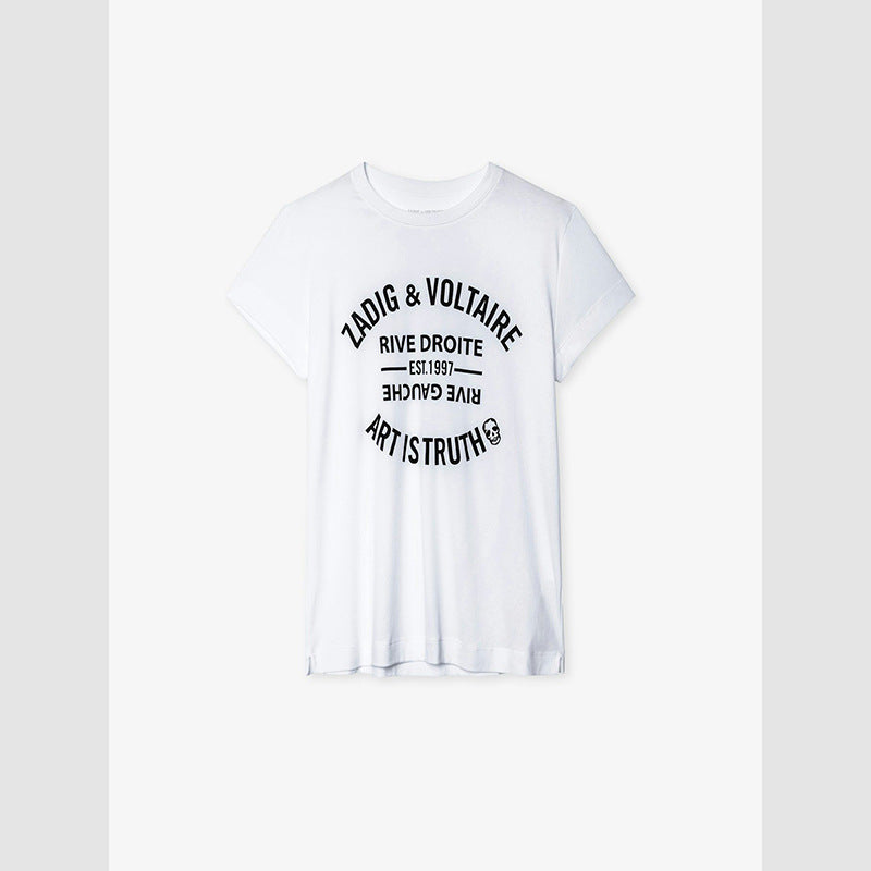 Women's Summer French Niche Classic Letter Printing Blouses