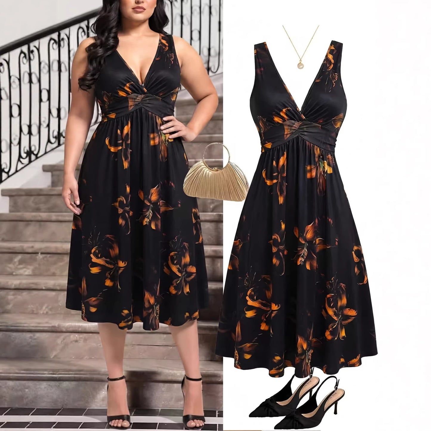 Women's Fashion Summer Elegant Bohemian Style Printing Dress