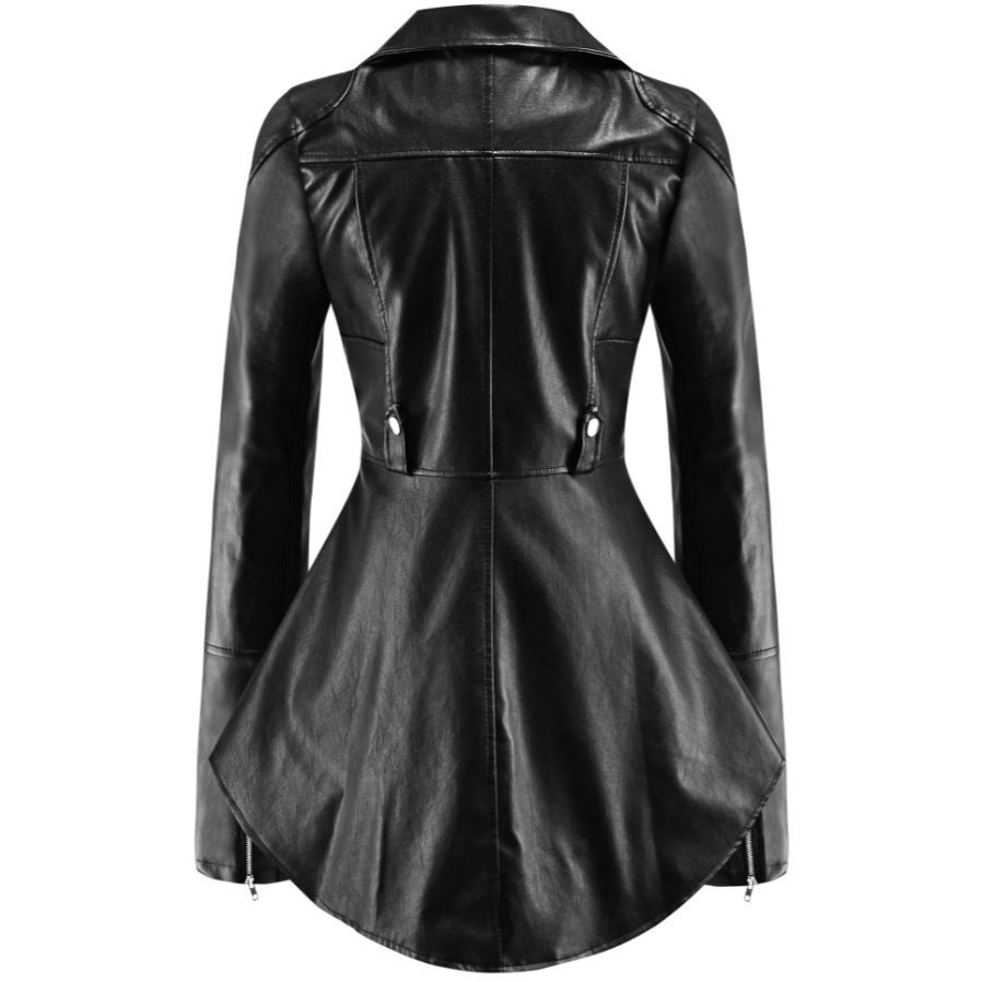 Women's Leather Fashion Dovetail Style Ruffled For Jackets