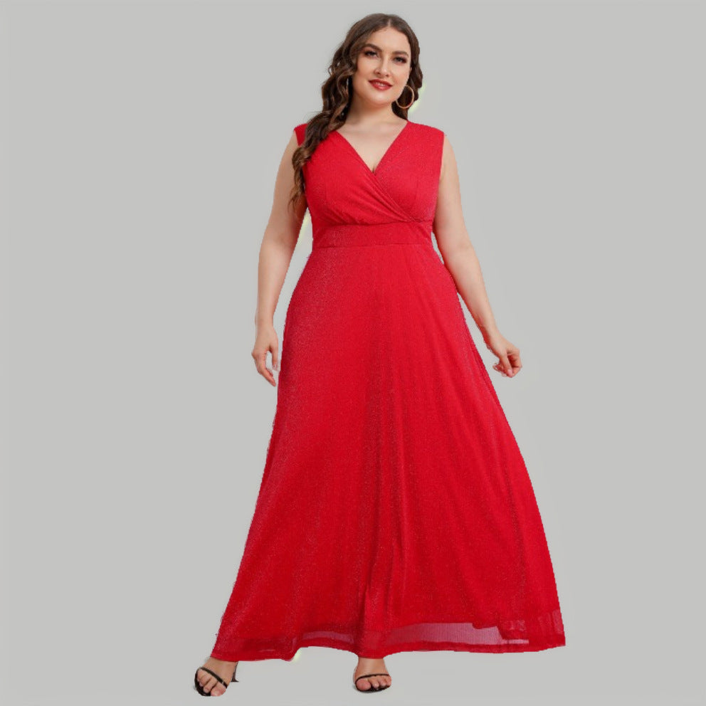 Women's Large Summer Sleeveless Long Broken Promotion Dress