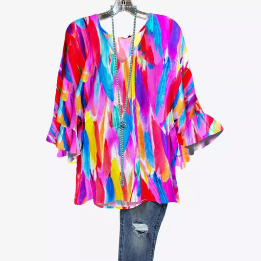 Women's Ruffle Printed Casual Comfortable T-shirt Blouses