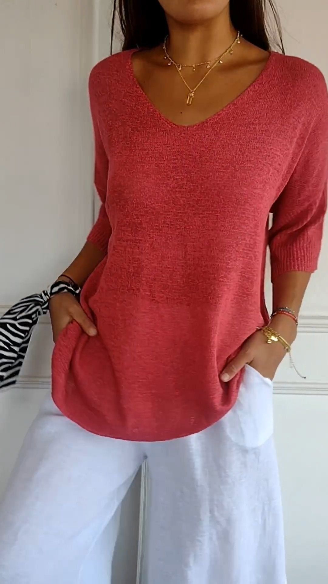 Women's Casual Basic Style Slimming Solid Color Women's Sweater
