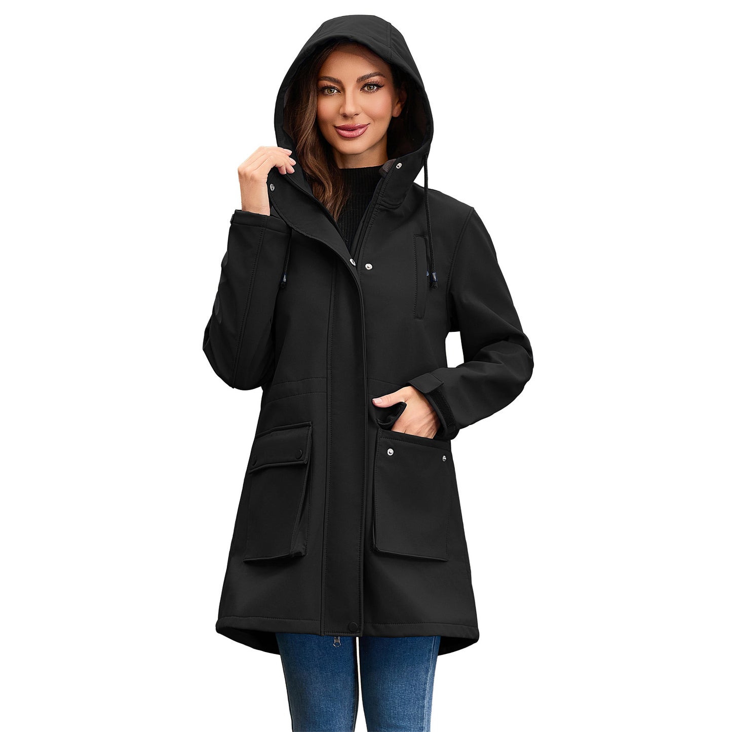 Women's Classic European Hooded Raincoat Trench Jackets
