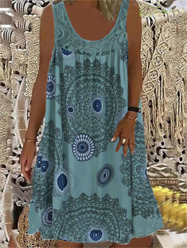 Women's Digital Printing Strapless Sexy Sling Loose Dresses