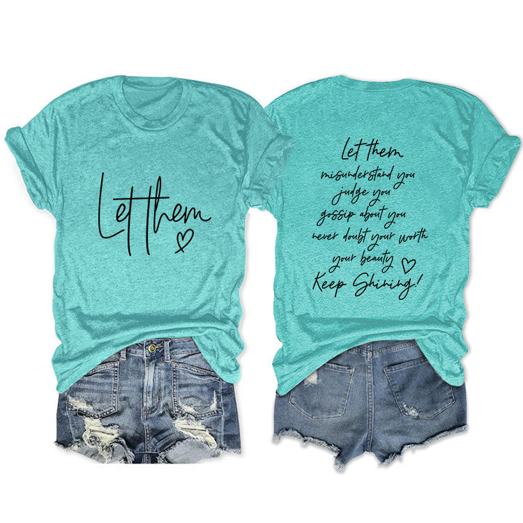 Casual Front Rear Printed Simple Sleeve Blouses