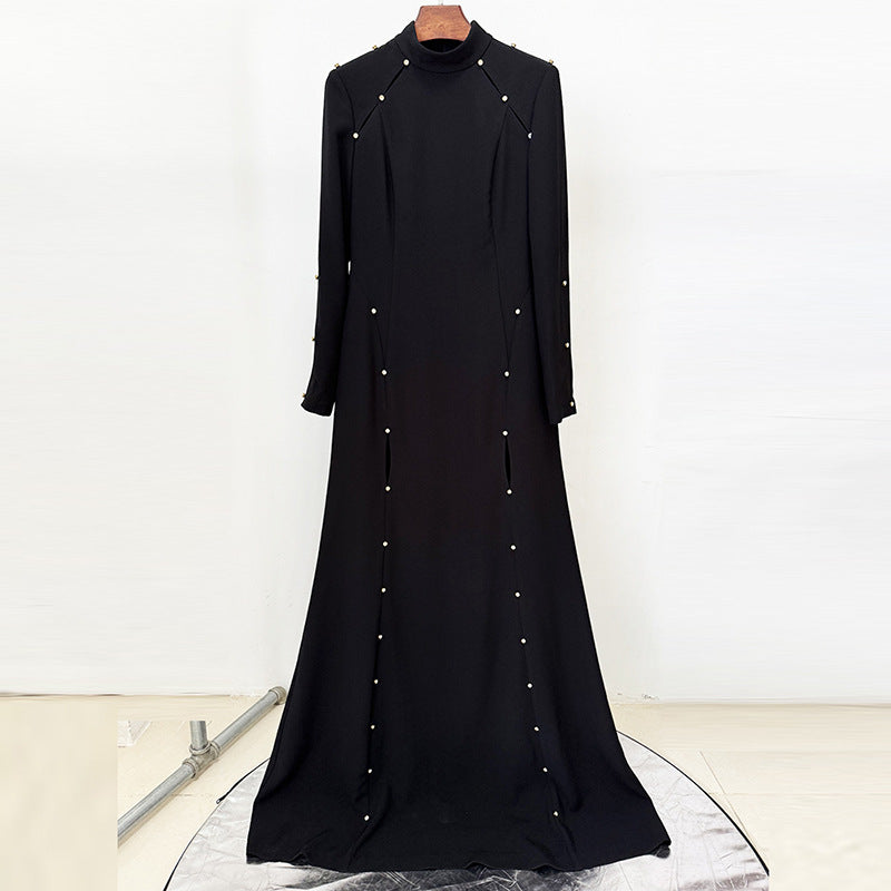 Fashion Simple Rhinestone Beaded Long Dress Dresses