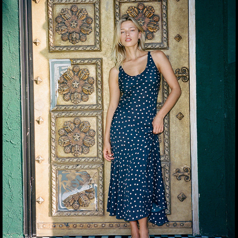 Nana Summer Polka Dot Sleeveless Slim Dresses