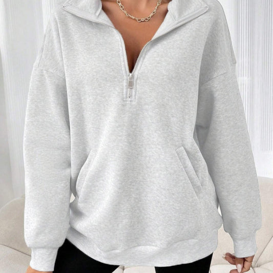 Women's Commute Zipper Sexy Design Lapel Pocket Loose Long Tops