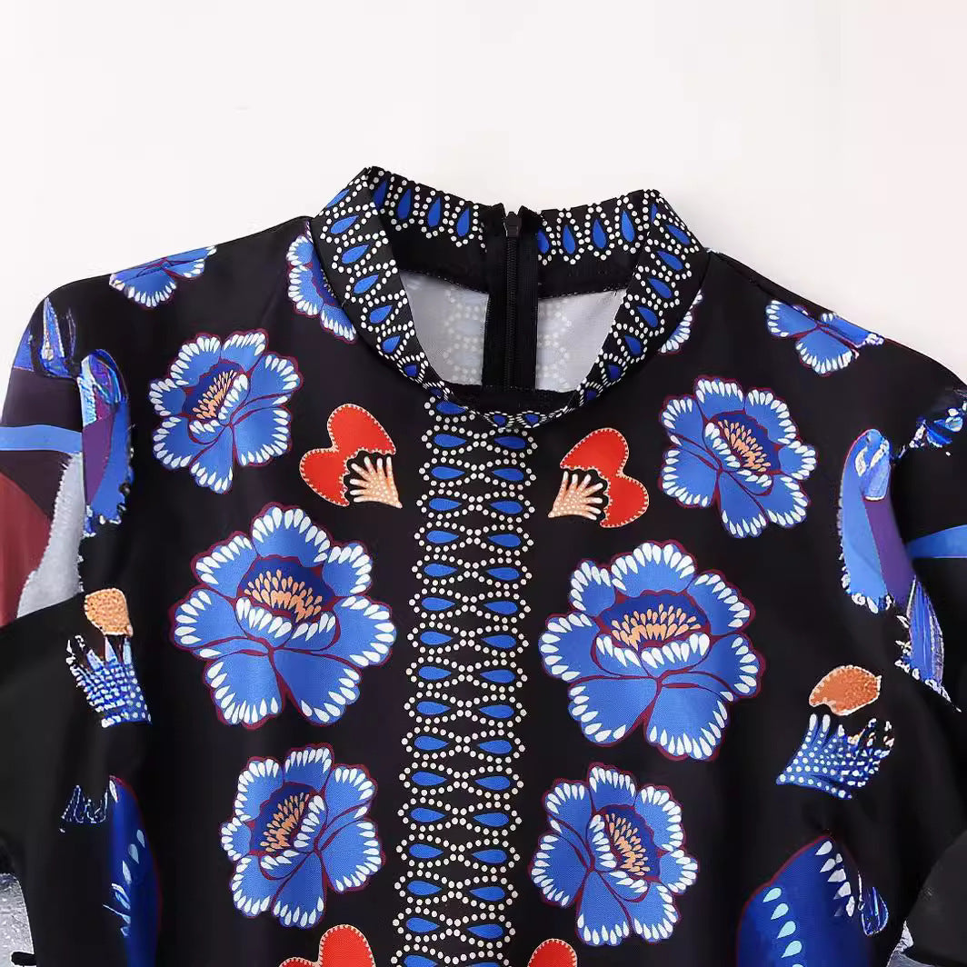 Women's Summer Round Neck Long Sleeve Mid-length Dresses