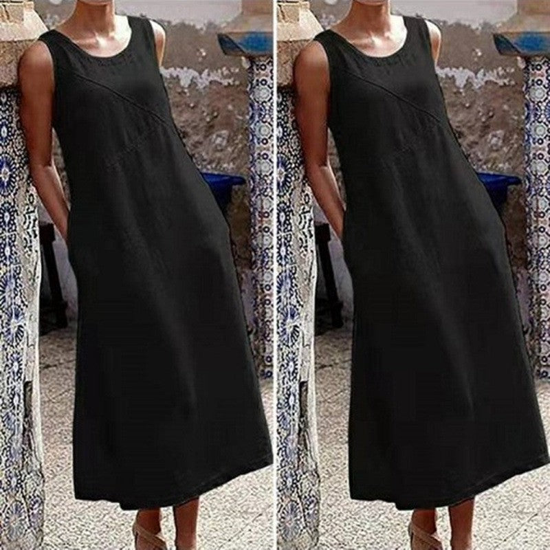 Women's Large Fat Loose Slimming Cotton Linen Clothing