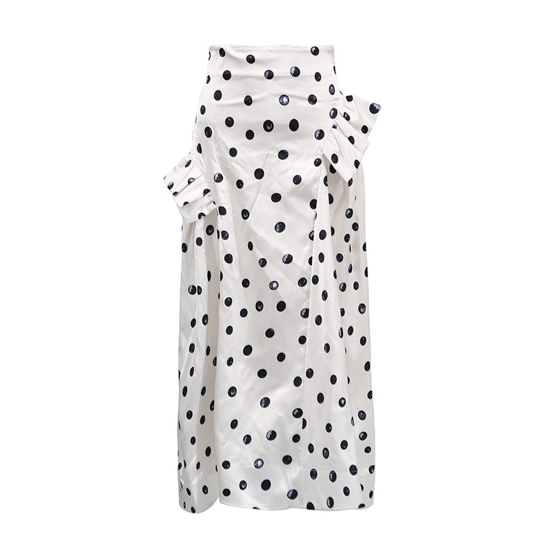 French Elegant Ruffled Stitching Polka Dot Skirts