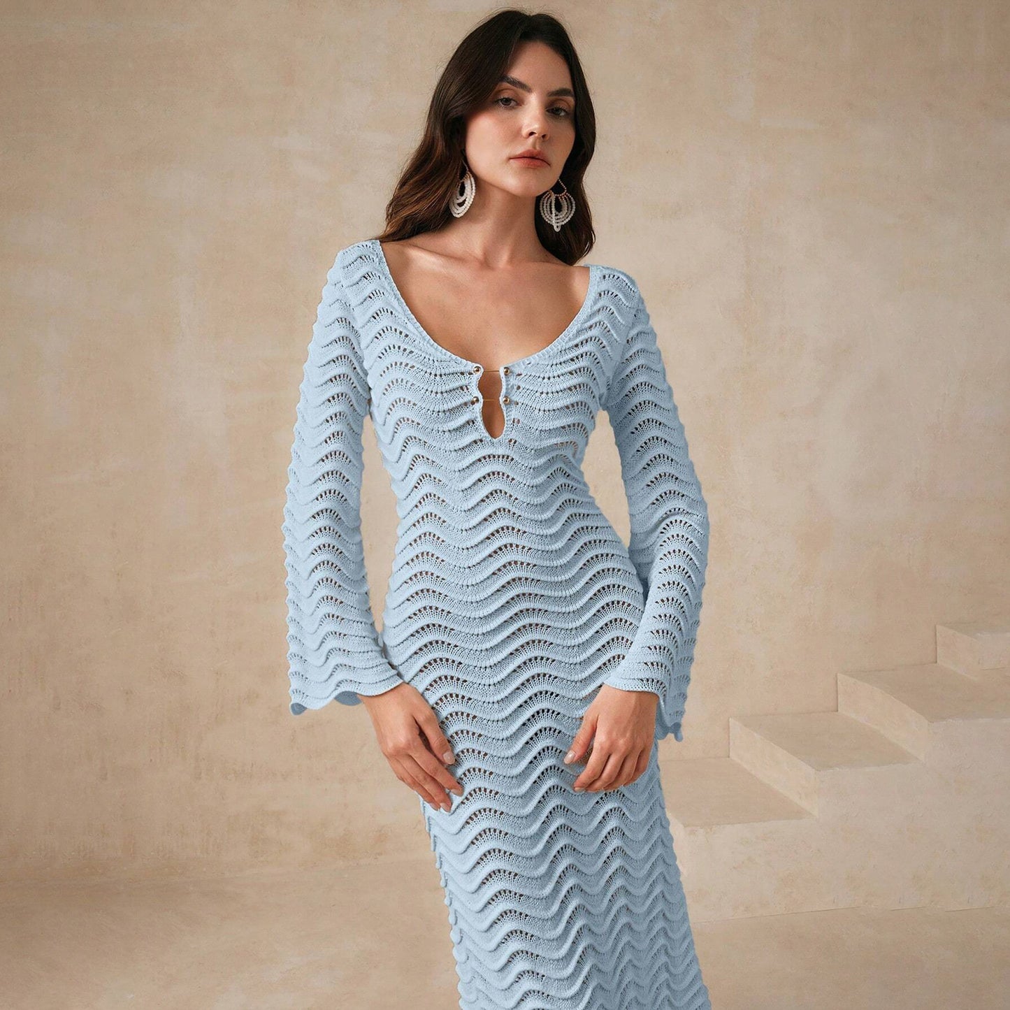 Women's Dress Solid Color Sexy Knitted Bikini Dresses