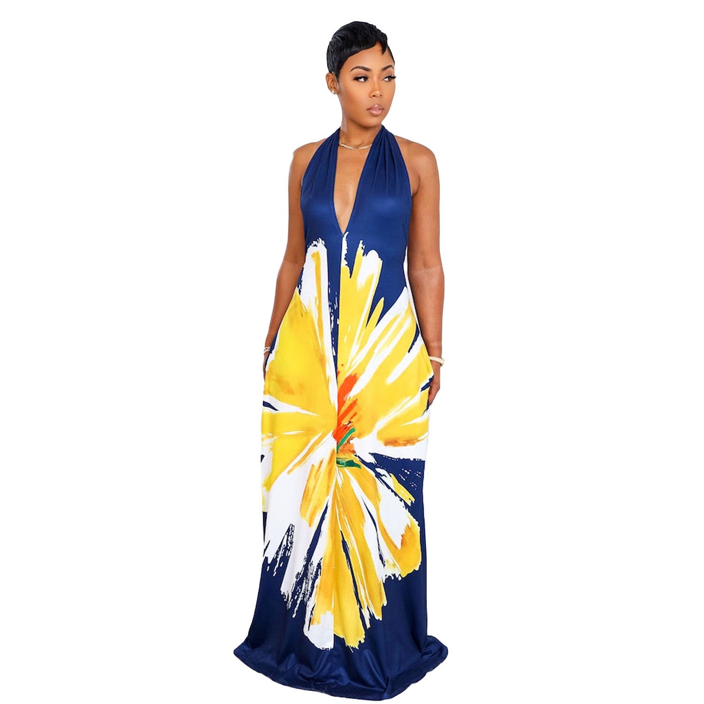 Sexy Print Halter Strap Loose Dress Dresses