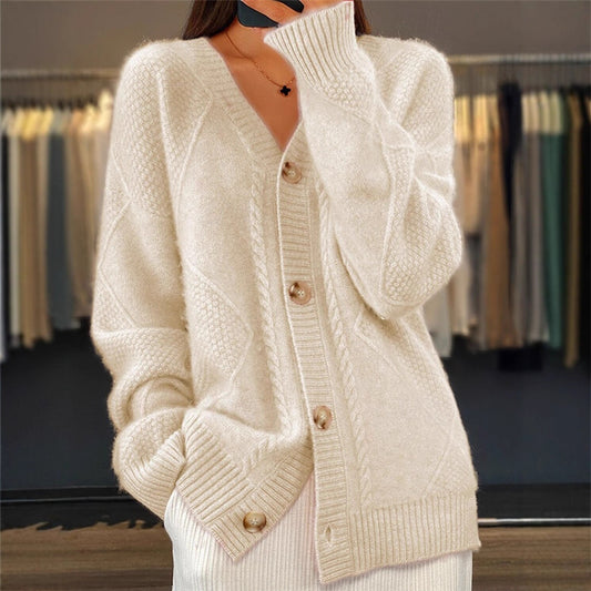 Women's Solid Color Long Sleeve Knitted Breasted Coats