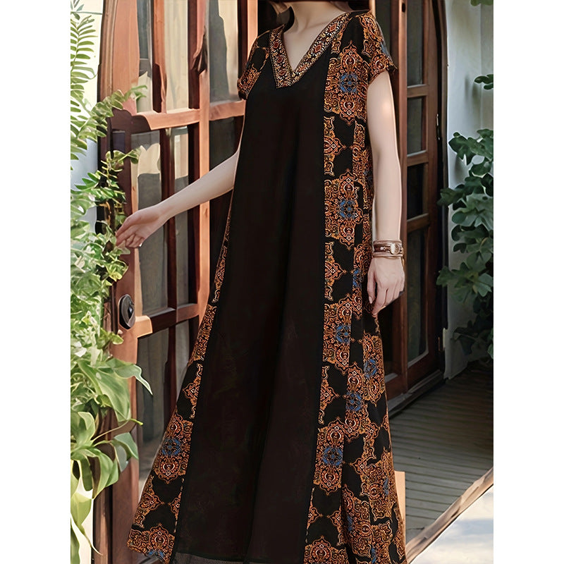 Women's Short-sleeved Overknee Summer Idle Style Improved Dress