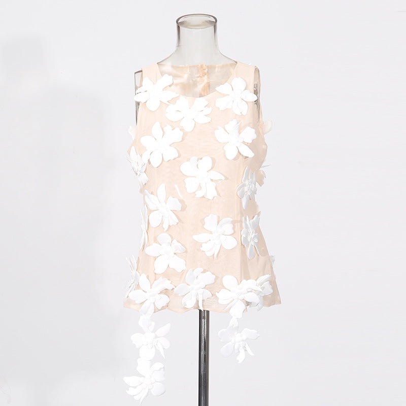 Women's Niche Sexy Three-dimensional Flower Collage Design Tops