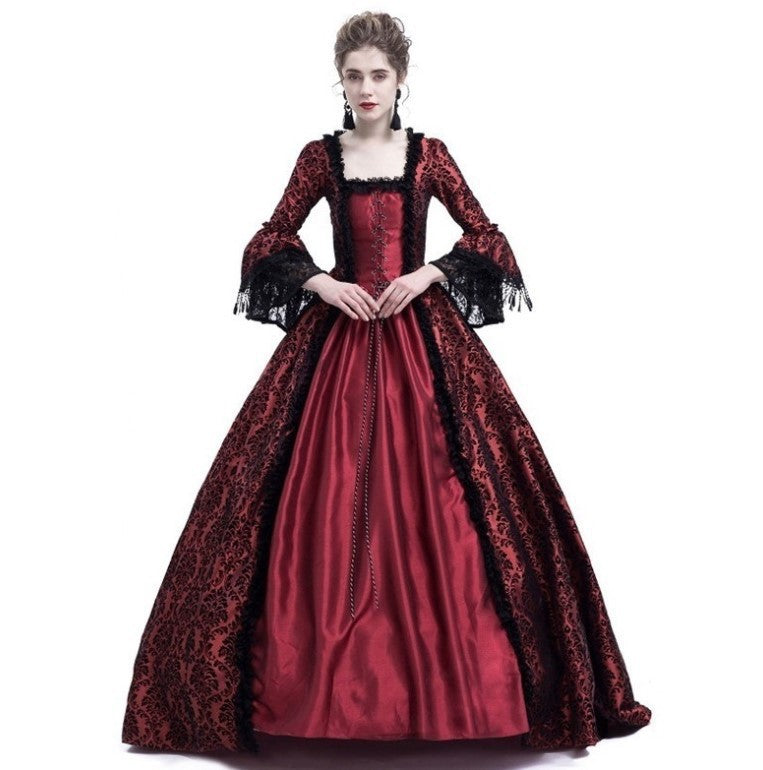 New Printed Court Dress Medieval Victorian Dresses
