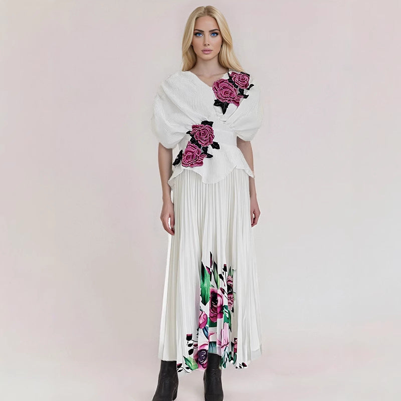 Women's Tea Break Dress Summer High-grade Printed Rose Dresses