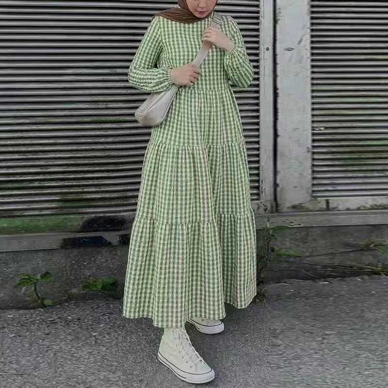 Long Sleeve Elastic Round Neck Loose Dresses