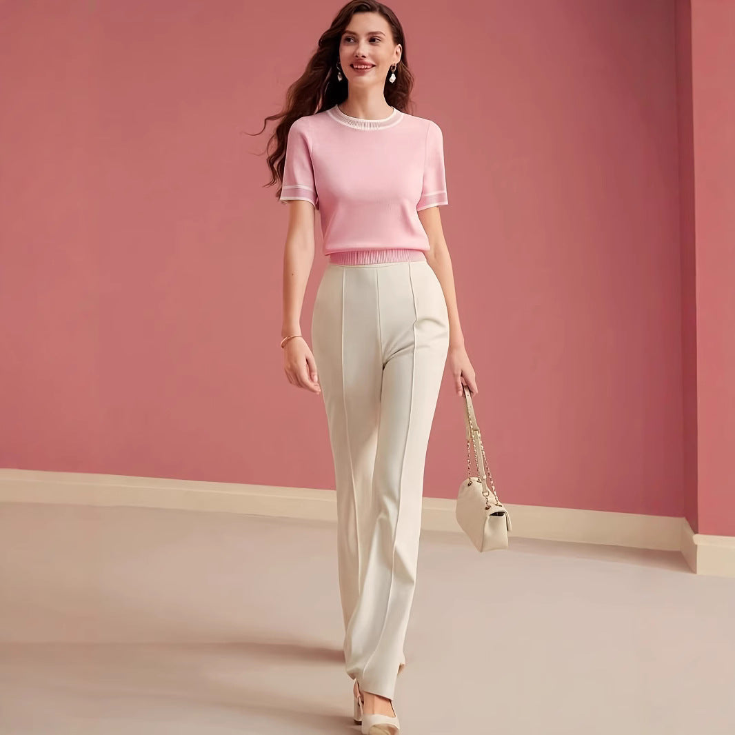 Women's Knitted Summer Fashion Casual Contrast Color Women's Sweater