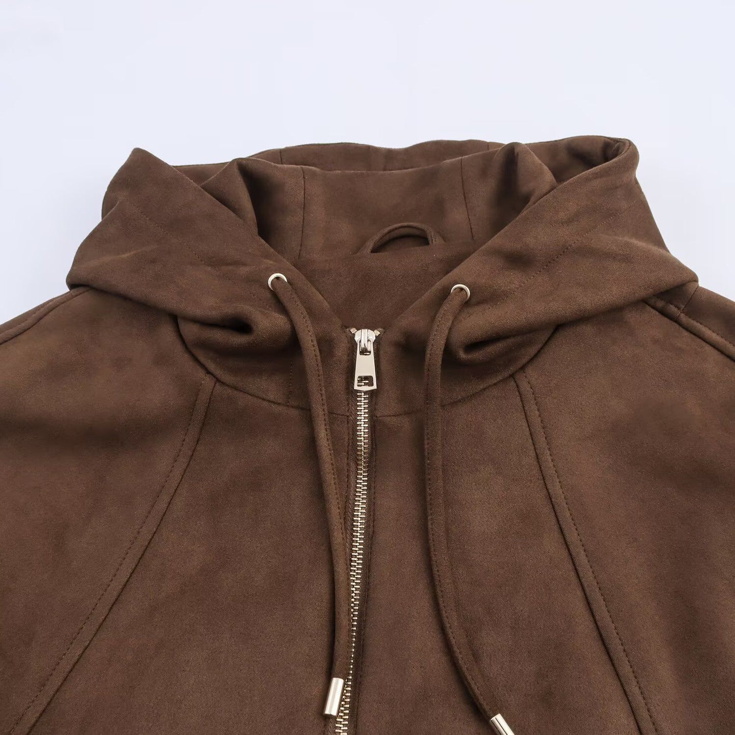Women's Classy Suede Texture Hood Bomber Coats