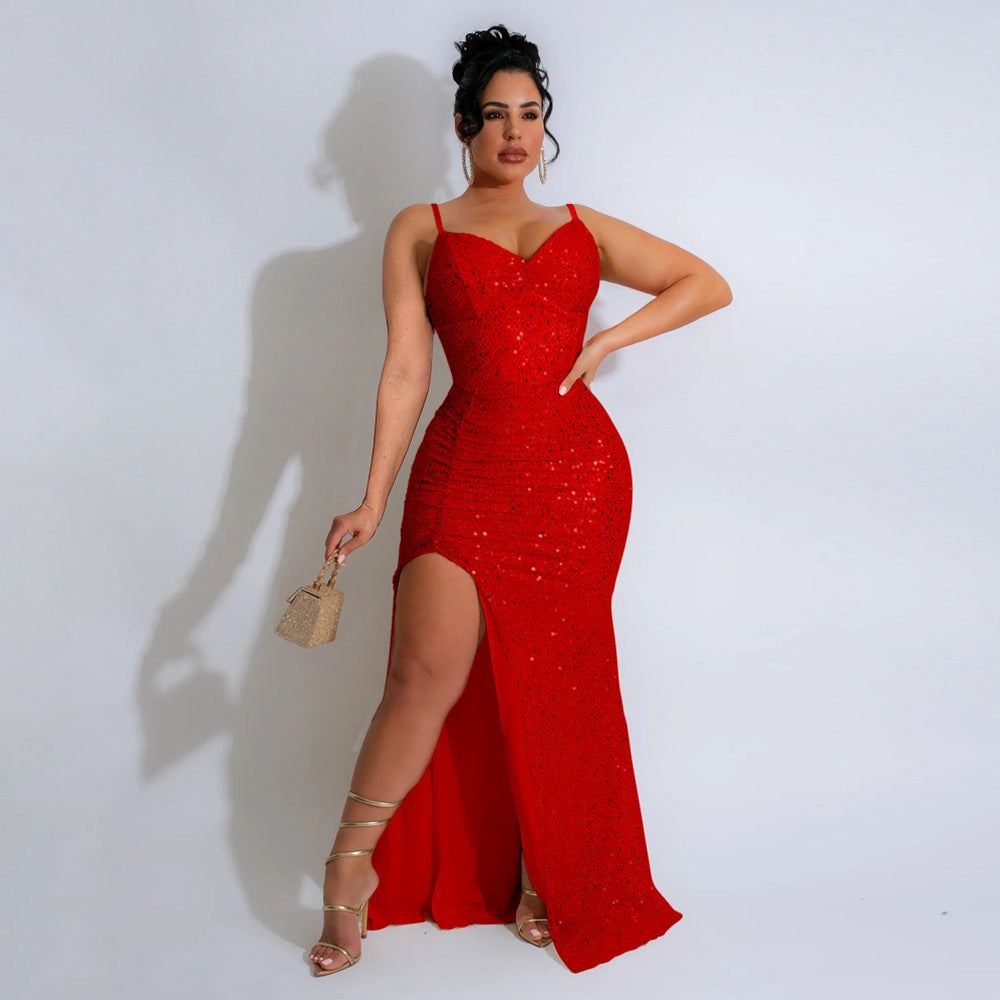 Sequin Sling Formal Dress Host Banquet Dresses